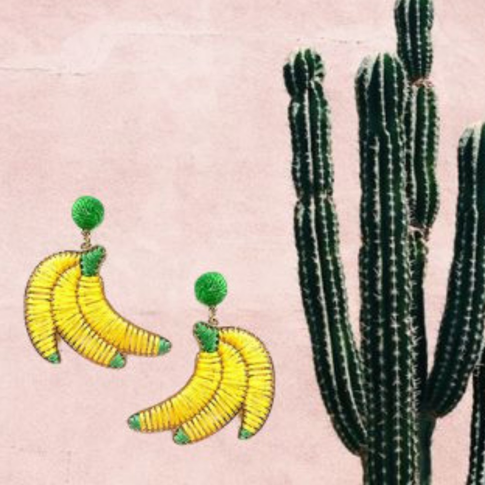 Woven Banana Dangle Earrings